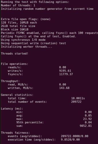 Sysbench IO Performance Raspberry Pi 4 Sequential Write