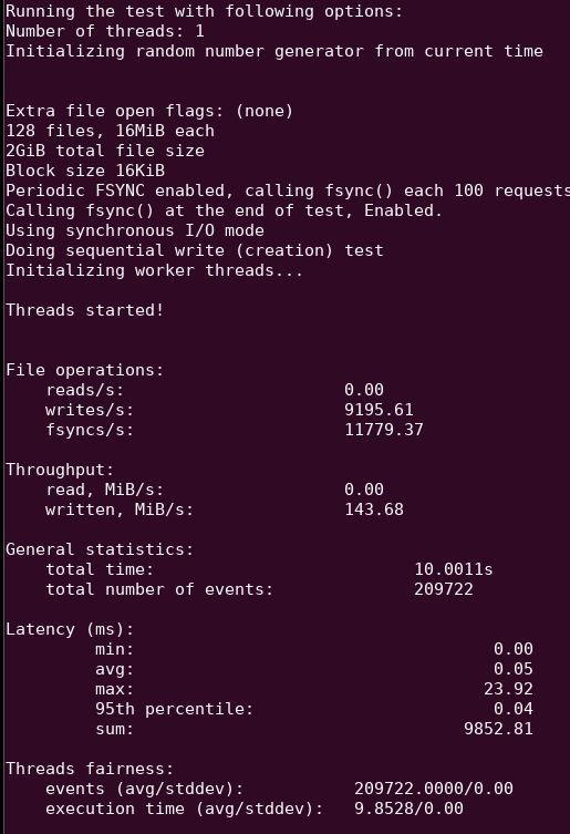 Sysbench io mit Btrfs ZSTD:1 Komprimierung 