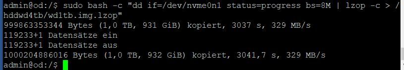 Backup mit Komprimierung mit einer konventionellen Festplatte als Ziel Odroid H2+