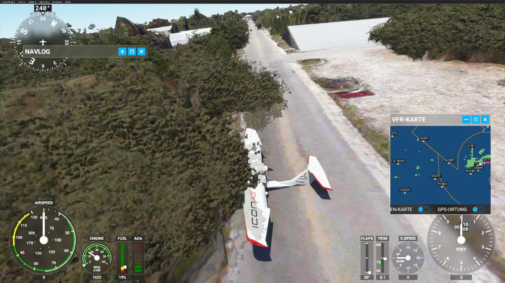 Flight Simulator 2020 - Landen in Key West? Besser nicht. Haus und Baum sind unterhalb der Straße platziert